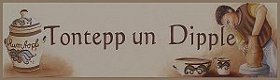 Gemälde über dem linken Schaufenster in erzgebirgischer Mundart mit dem Wortlaut - Tontepp un Dipple